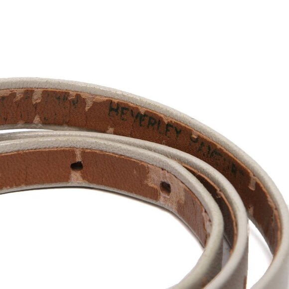 Vintage Beverly Hamburg Skinny Leather Belt  Gold Heart Beige Made in Canada - Picture 13 of 14
